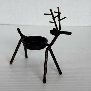 Brown Metal Reindeer Tea Light Candle Holder Christmas Decor 5”